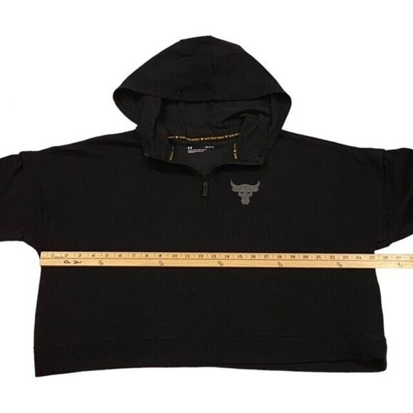 Under Armour Sweatshirt Womens Size Large Black Loose Hoodie Cropped Oversized - Picture 11 of 12